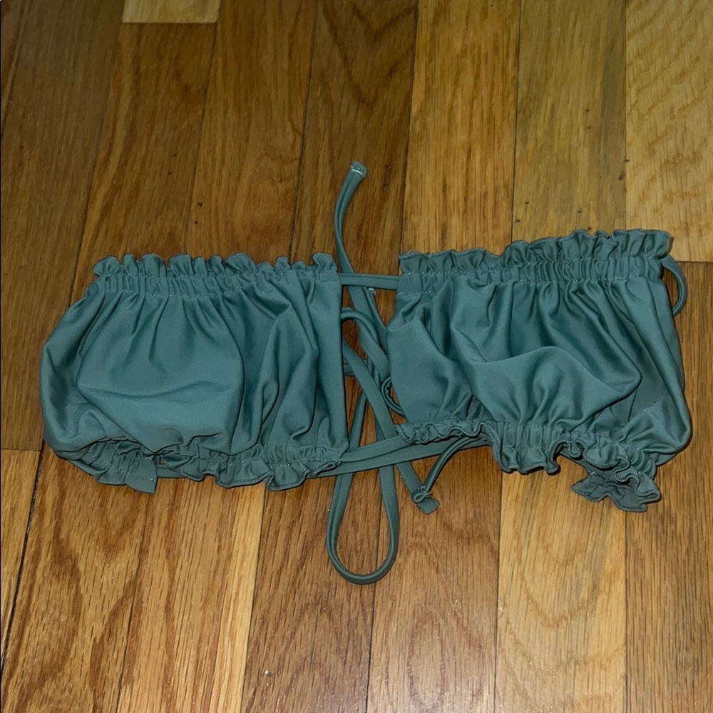 Green Ruched Bikini Top